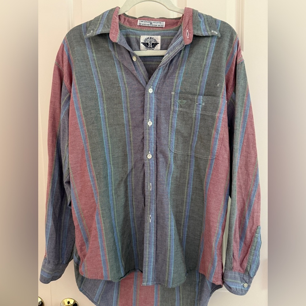 Vintage Dockers by Levi’s Striped Long Sleeve Button-Up Shirt - Size M